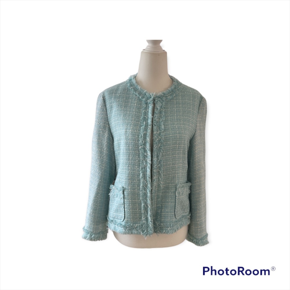 Vintage Light Blue Tweed Jacket Size Small